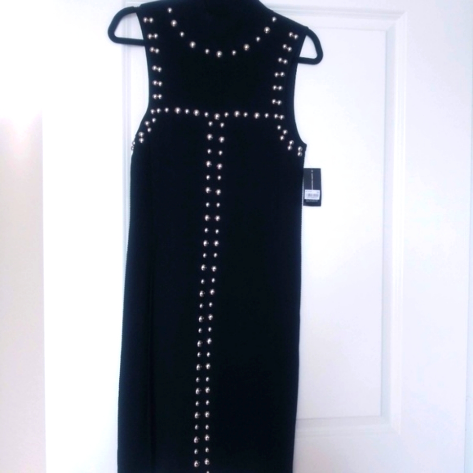 Gorgeous Inc. Black And Gold Studded Knit Dress Sz M